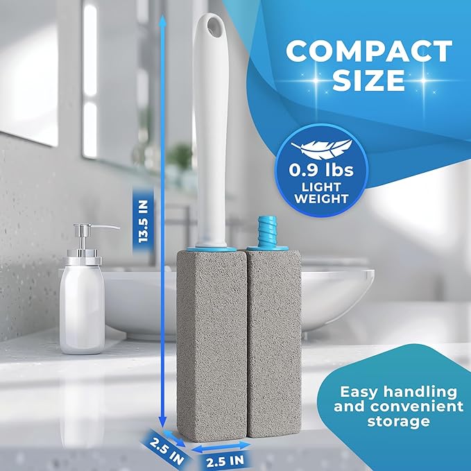 Pumice Stone Toilet Bowl Cleaner with Handle (6-Pack) – Hard Water Stain & Toilet Ring Remover – Natural Volcanic Stone Cleaner