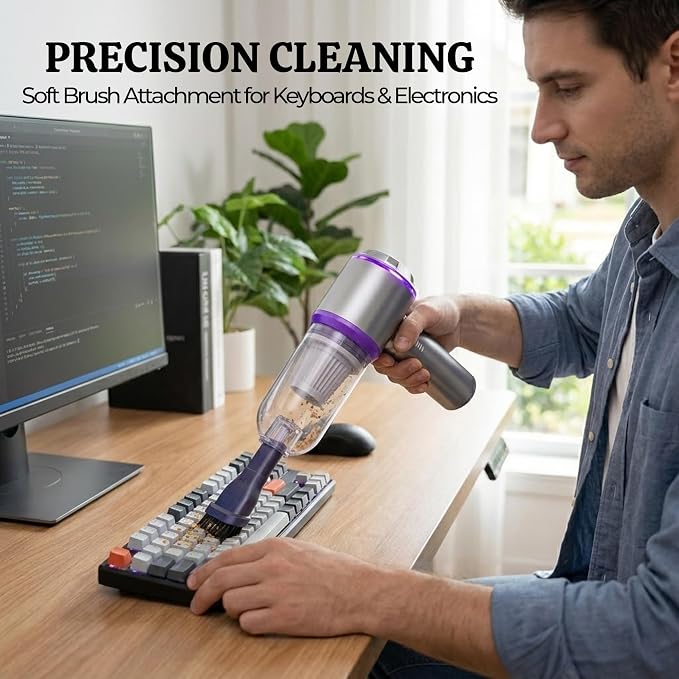 OMEO Vacuum & Air Duster 80, 000RPM Super Power Mini Car Vacuum Cleaner 4-in-1 - Image 6