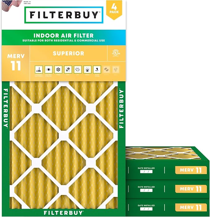 Filterbuy 12x20x2 Air Filter MERV 11 Superior Pet & Allergy Defense, by Filterbuy