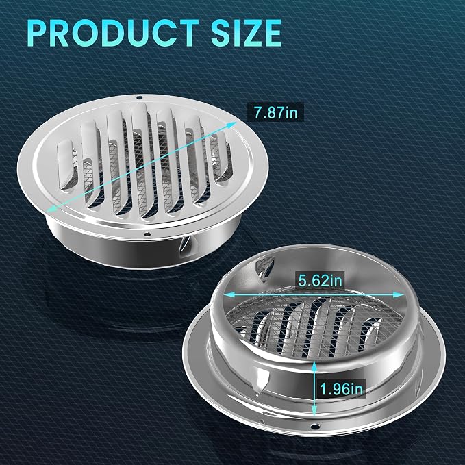 Stainless Steel Soffit Vents 6 Inch, HG Power Round Vent Cover - Image 2