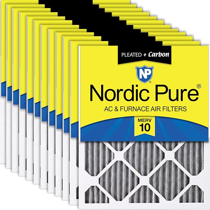 Nordic Pure 12x24x1 Furnace Air Filters MERV 10 Pleated Plus Carbon 12 Pack by NordicPure