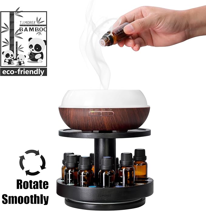 TJ.MOREE Bamboo Essential Oil Organizer 2-Tier Carousel Holder, Fits 5 ml to 30 - Image 4