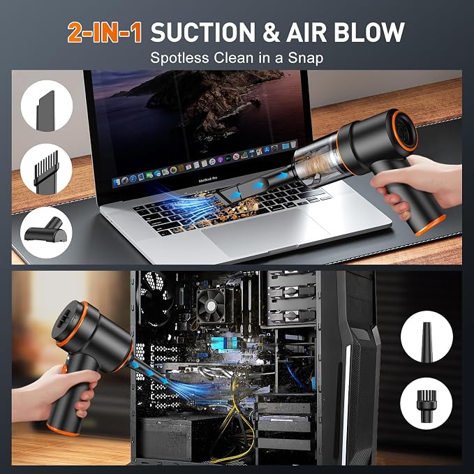KMM Handheld Car Vacuum Cleaner, 9000PA Vacuum Cleaner & Air Duster, 120W High - Image 2