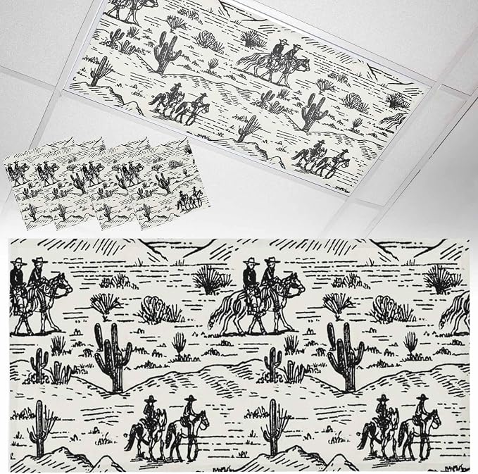 4 Pack Fluorescent Light Cover, Western Cowboys Light Covers by Unknown