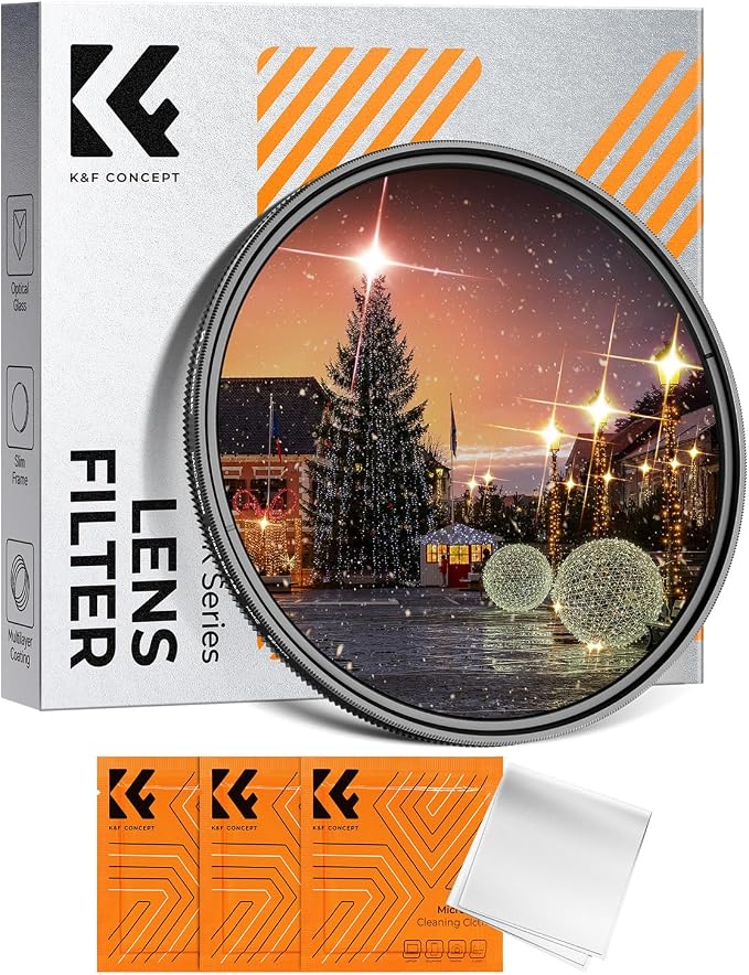 K&F Concept 62mm Variable Star Filter 4, 8 Points Cross Screen Effect-18 Layer by KFCONCEPT