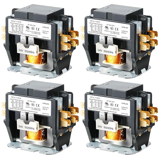 Dreyoo 4 Pcs 24V Coil 40A 2 Pole Air Conditioner Contactor, UL Certified HVAC by Dreyoo