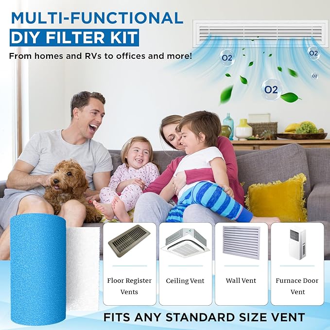 Air Vent Filters Roll, MERV 8 Triple Vent Filter Kit - Image 2