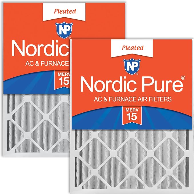 Nordic Pure 20x25x4 Pleated MERV 15 Air Filters 2 Pack by NordicPure