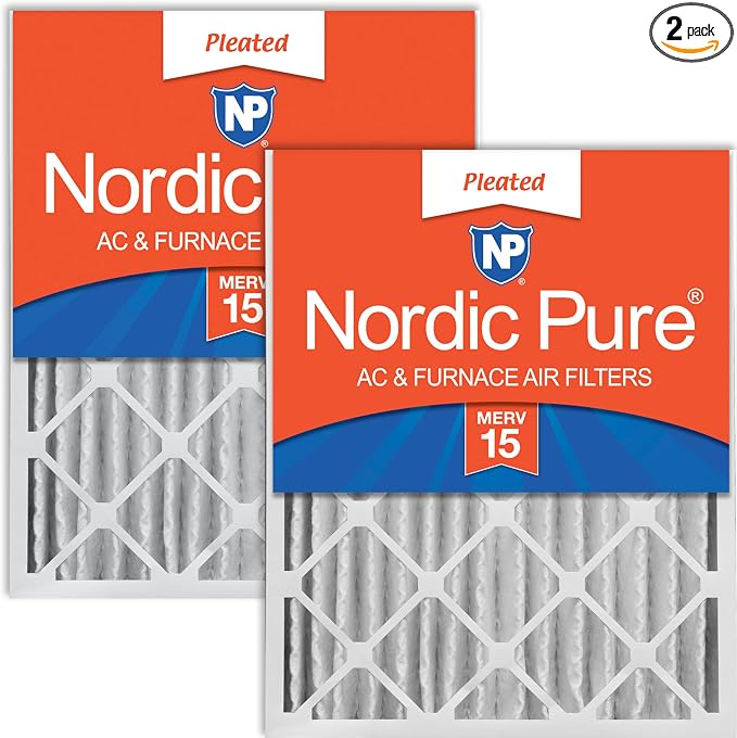 Nordic Pure 16x20x4 Pleated MERV 15 Air Filters 2 Pack by NordicPure