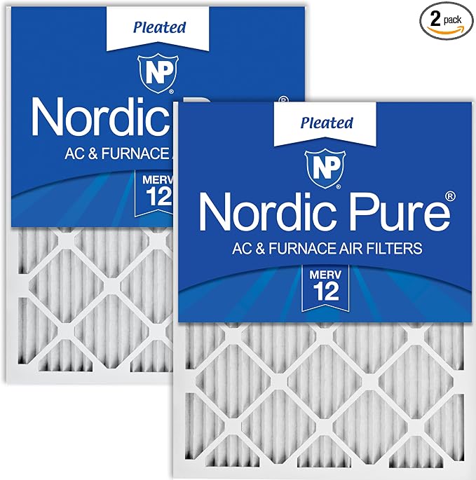 Nordic Pure 20x24x1 Pleated MERV 12 Air Filters 2 Pack by NordicPure