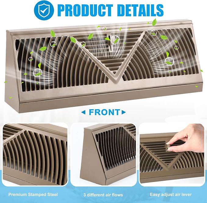 Yaocom 4 Pcs Baseboard Register Vent 15 Inch Duct Opening Size Baseboard Vent - Image 3