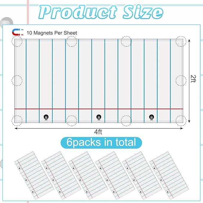 6Pcs Classroom Light Covers for Fluorescent Lights, Magnetic 2x4 FT Ceiling - Image 2
