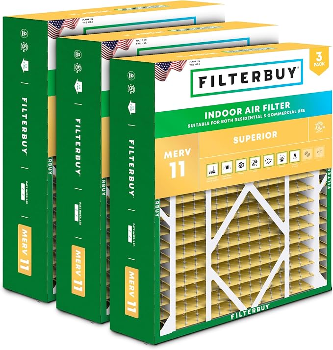 Filterbuy 24x25x5 Air Filter MERV 11 Superior Pet & Allergy Defense, by Filterbuy