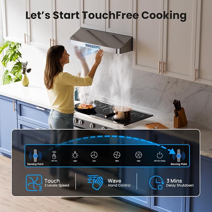 Under Cabinet Range Hood 36 Inch, 980CFM Fast Venting Kitchen Hood - Image 3