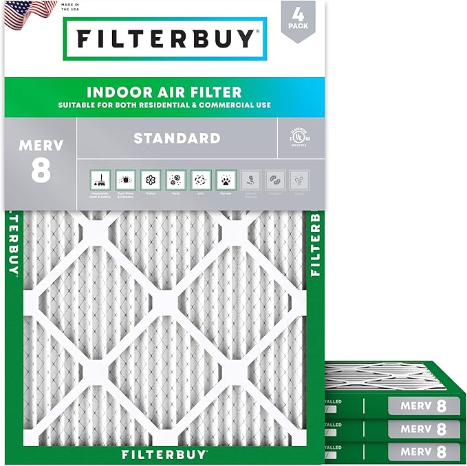 Filterbuy 16.5x21x1 Air Filter MERV 8 Essential Dust & Allergy Defense by Filterbuy
