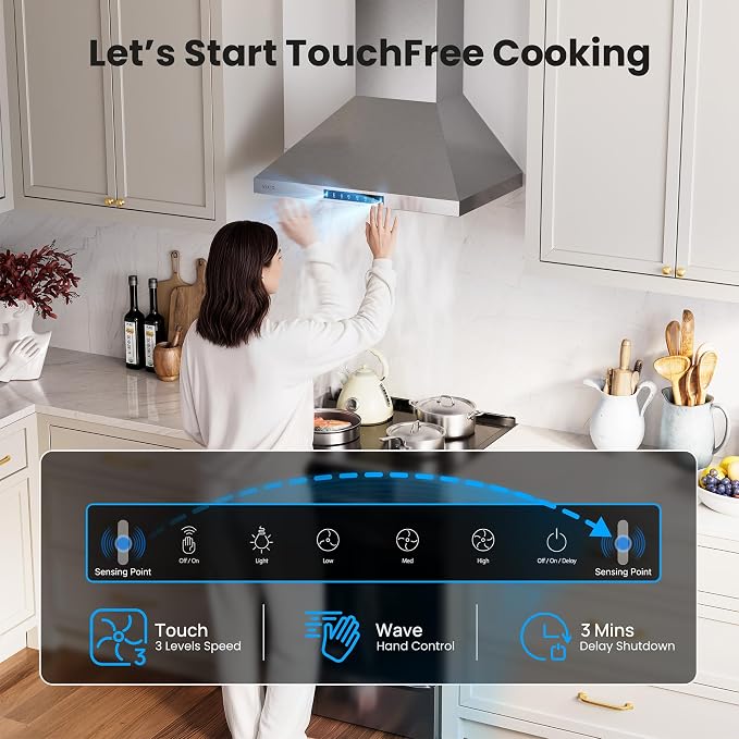 Wall Mount 30 Inch Range Hood 900 CFM, Ductless/Ducted Convertible Kitchen Hood - Image 5