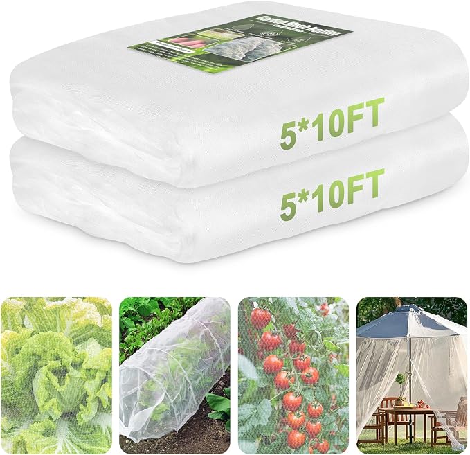 Garden Netting, 2 Pack 5x10Ft Ultra Fine Mesh Netting Pest Barrier Protection by RIFNY