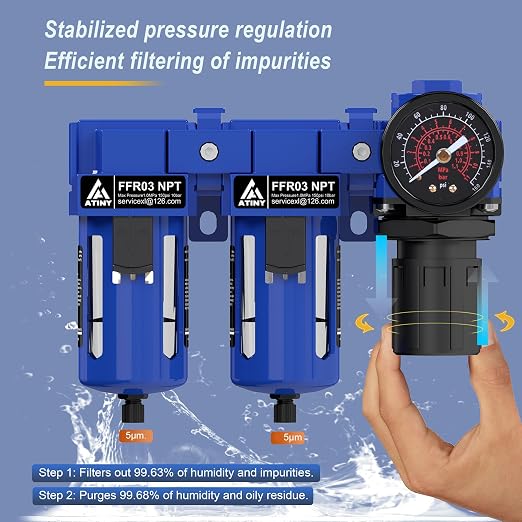 3/8" NPT Air Dryer System, Air Compressor Filter Dryer, 5 and 5 Micron Filter - Image 4