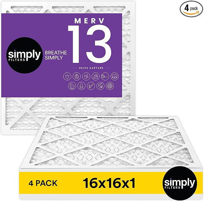 Simply 16x16x1 Air Filter, MERV 13, 4 Pack, by SimplyFilters