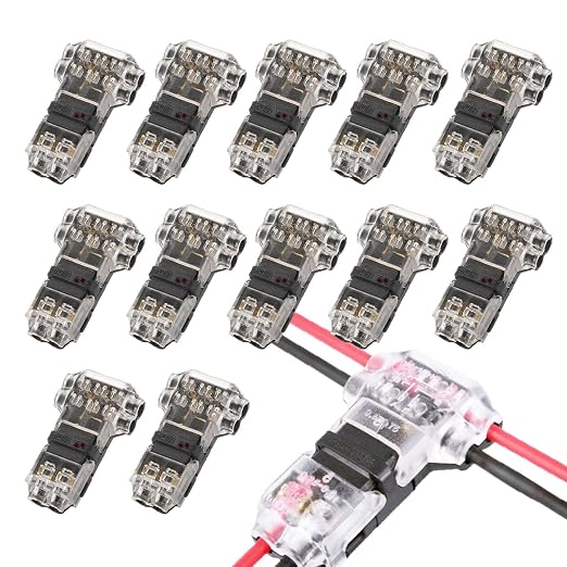 2 Pin 3 Way Low Voltage Wire Quick Connectors, T Type 2 Pins Wire Splice by DFCROMI