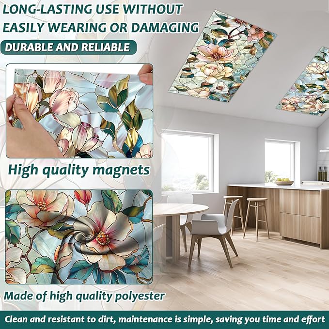 8 Pcs Fluorescent Light Covers for Classroom Ceiling Light 4 x 2 Feet Magnetic - Image 3