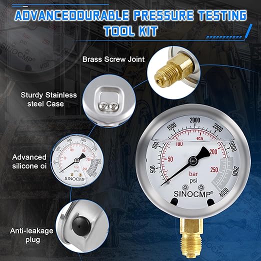 SINOCMP Hydraulic Pressure Gauge Test Kit - Image 4