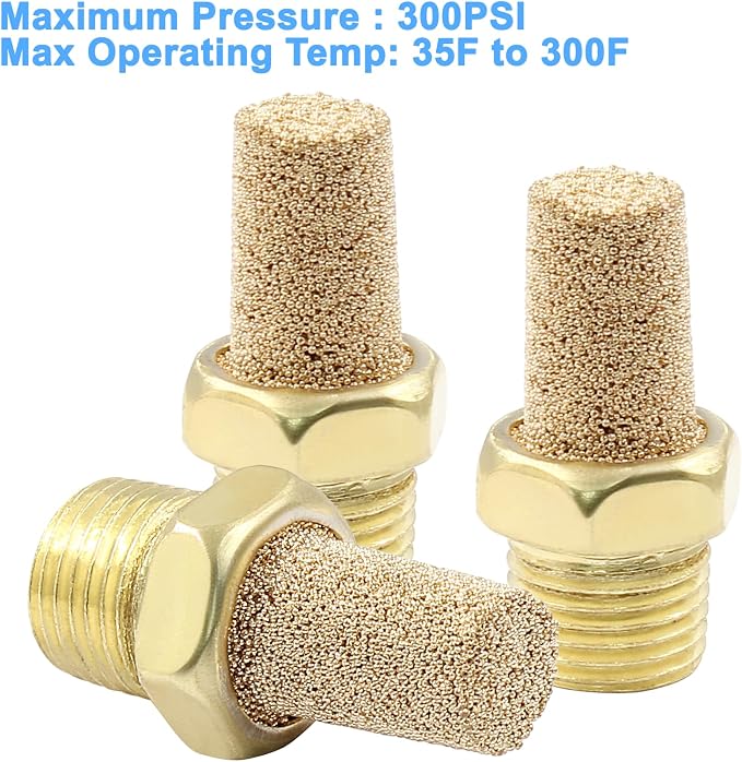 10 Pack 1/8" Male Thread Pneumatic Brass Exhaust Muffler Filter Air Pneumatic - Image 4