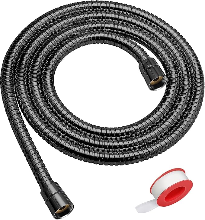 Shower Hose Extra Long 79 Inches Handheld Shower Head Hose with Brass Insert and Nut - Durable and Flexible(Matte Black)