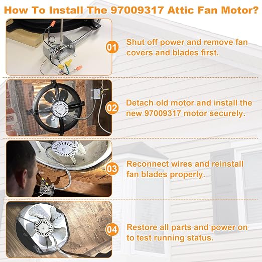 showingo 5" Diameter 97009317 Attic Fan Motor Compatible - Image 7