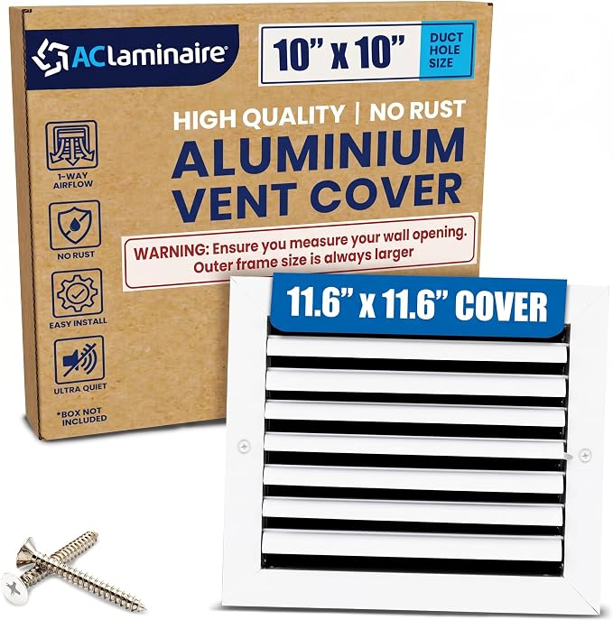 10x10 Aluminum HVAC Vent Cover Register Wall Ceiling 1-Way Air Flow by ACLAMINAIRE