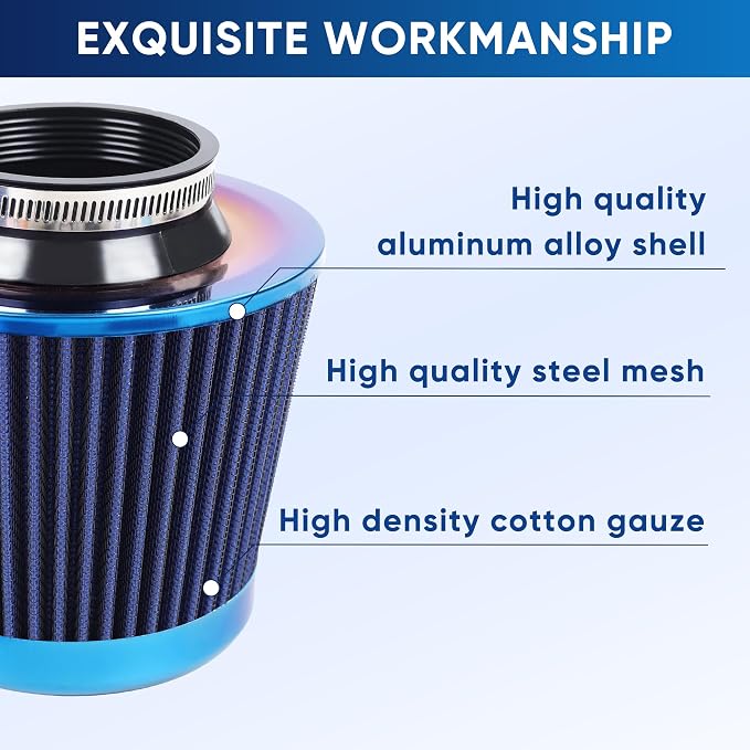 Universal Cold Air Intake Filter Clamp-On Replacement Air Filter Flange - Image 3