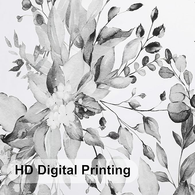 Colorful Star Grey Eucalyptus Waterproof Shower Curtain Set with Hooks, Minimalist Watercolor Floral Print Bathroom Décor, Plant Leaves Washable Fabric Shower Curtain, 72 x 84 Inch