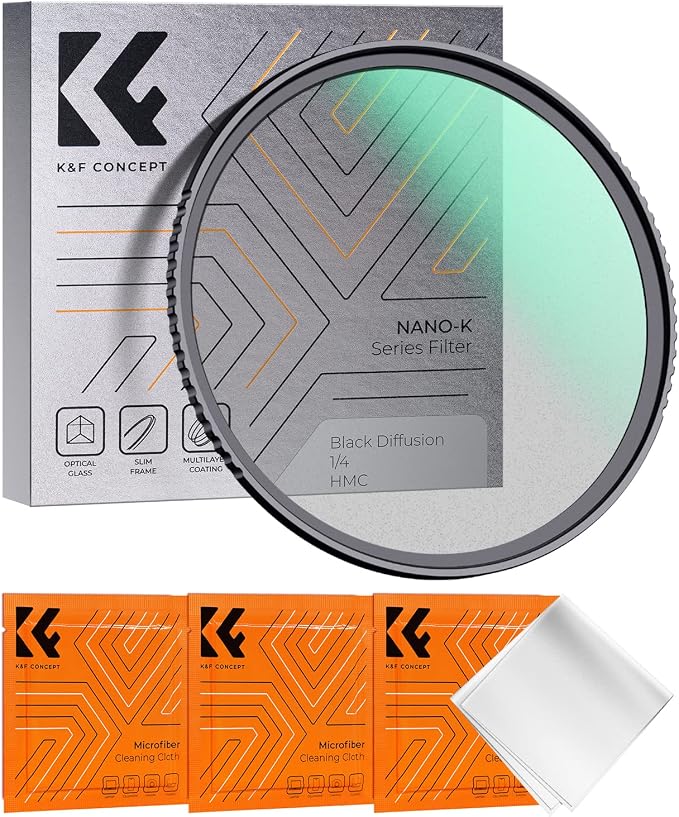 K&F CONCEPT 72mm Black Diffusion 1/4 Filter Mist Cinematic Effect Filter by KFCONCEPT
