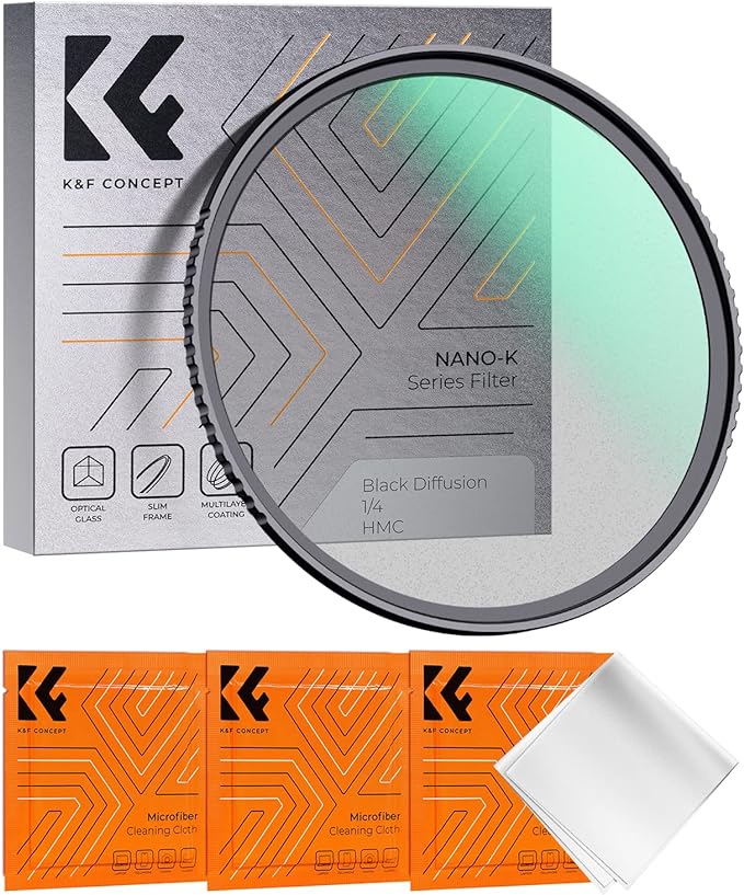 K&F CONCEPT 82mm Black Diffusion 1/4 Filter Mist Cinematic Effect Filter by KFCONCEPT