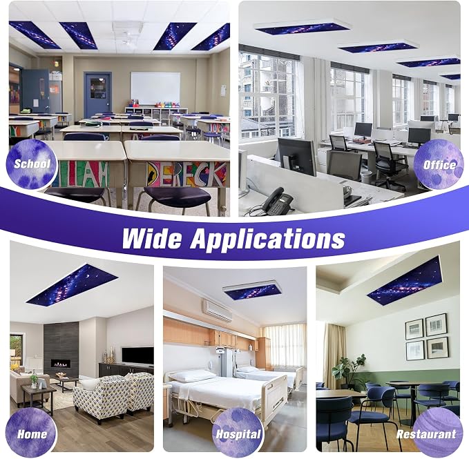 Fluorescent Light Covers for Ceiling Lights, 4 Pack 4 x 2 ft Magnetic Galaxy - Image 7
