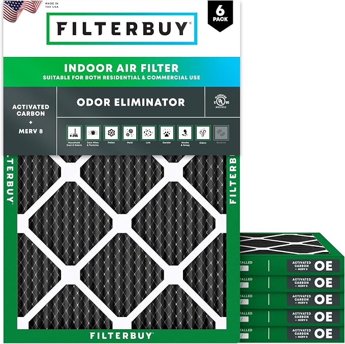 Filterbuy 22x24x1 Air Filter MERV 10 Odor & Allergy Defense by Filterbuy