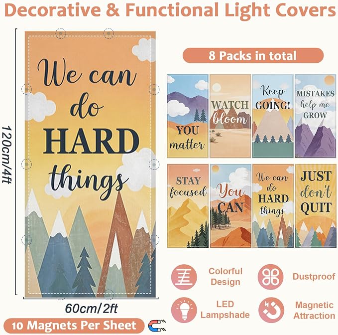 QOUBAI 8 Pcs Fluorescent Light Covers, 4 x 2 Ft Magnetic Light Filters Moving - Image 2