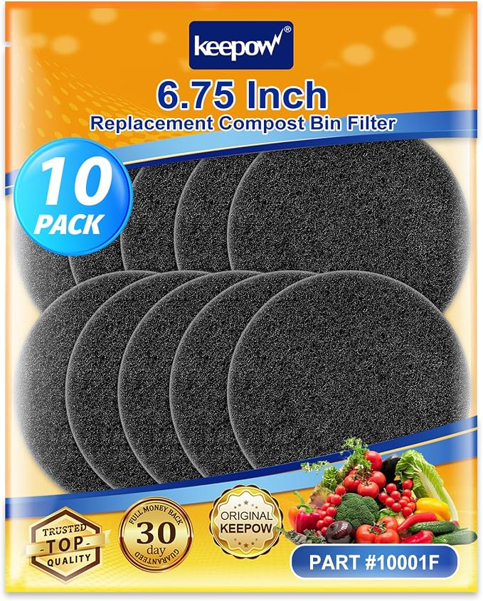 KEEPOW 10 Pack 6.75" Compost Bin Filter Replacement by KEEPOW
