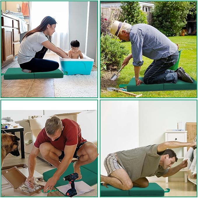 Kneeling Pad, Soft Foam Cushion for Knee Support, Water Resistant, Gardening, Baby Bath, Workout Supplies, Lightweight(Green)