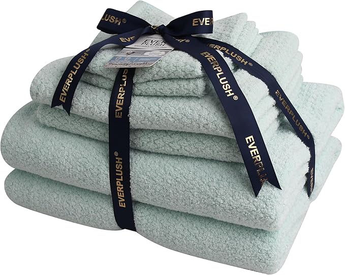 Everplush Diamond Jacquard 6 Pieces Bath Towel Set, Luxury Super Soft Oversized everplush Towels, Highly Absorbent everplush Diamond Jacquard Quick Dry Bath Towel for Bathroom Spearmint