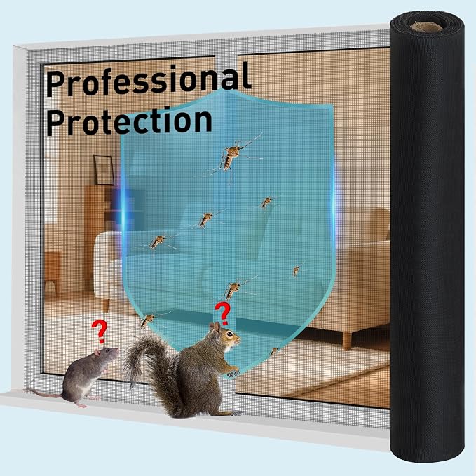 304 Stainless Steel Mesh Window Screen Roll, 47IN x 10FT Black Metal Window - Image 5