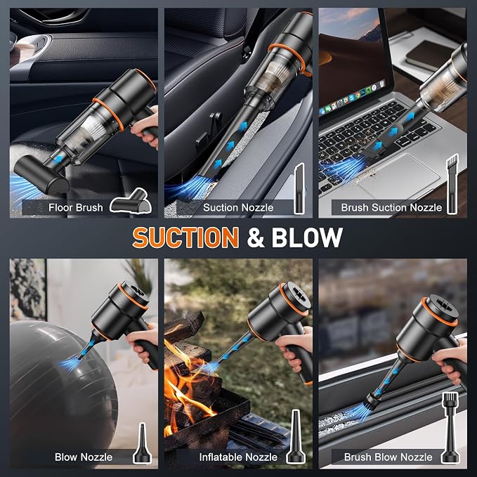 KMM Handheld Car Vacuum Cleaner, 11000PA Vacuum Cleaner & Air Duster, 120W High - Image 5
