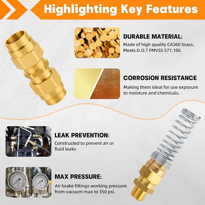32PCS Brass DOT Air Brake Hose End Fitting Kit - Image 3
