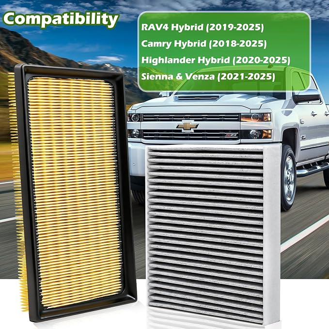 Engine & Cabin Air Filter Kit for Toyota RAV4 Hybrid, Camry Hybrid, Highlander - Image 2