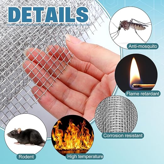 SATINIOR 2 Packs 11.8 x 39.3 Inch 304 Stainless Steel Woven Wire Mesh Fine - Image 2