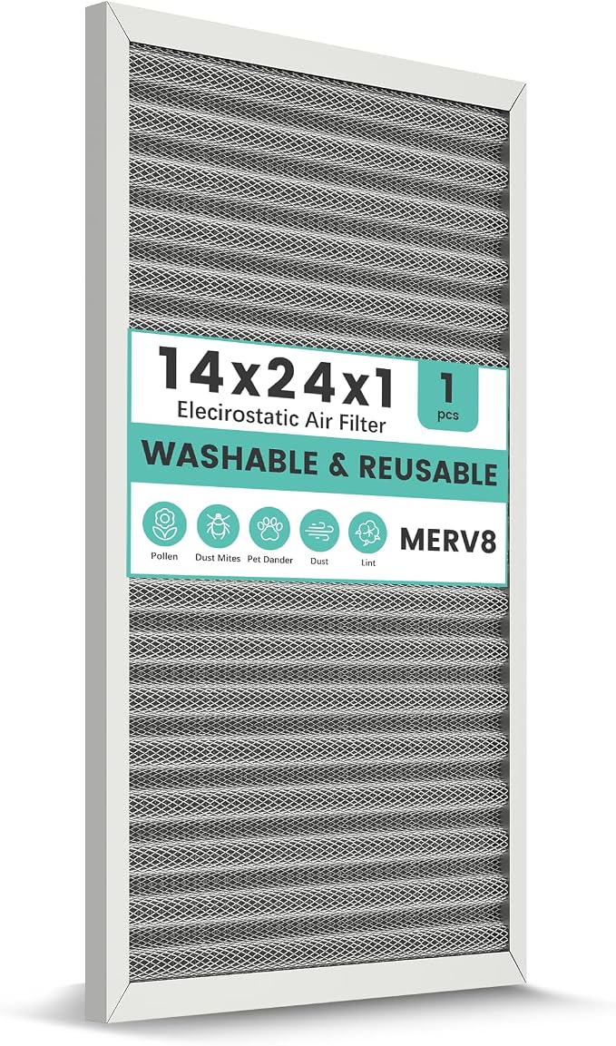 14x24x1 HVAC Furnace Air Filter, Washable Electrostatic Furnace Filter by KEYINGXUAN