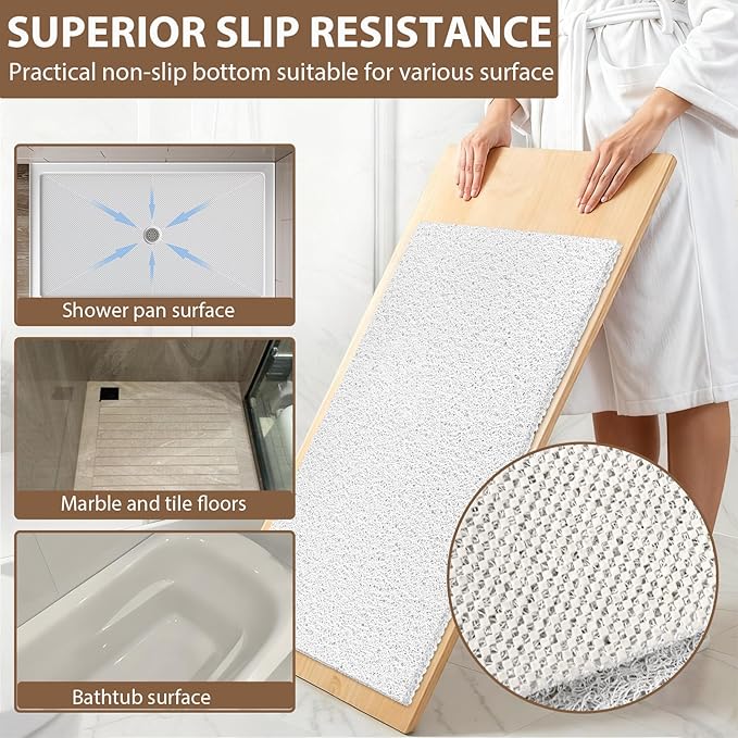 Shower Mat Non Slip: 35.4 x 23.6 Inch Extra Large Shower Mats for Inside Shower with Drain Hole - Soft PVC Loofah Anti Slip Shower Stall Mat for Walk-in Shower and Bathroom, Quick Drying