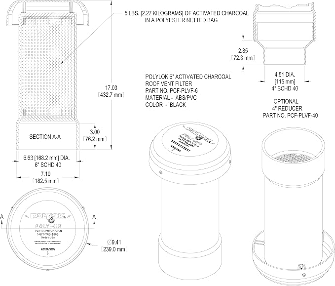 Polylok 6" Poly-Air™ Activated Carbon Vent Filter - Image 5