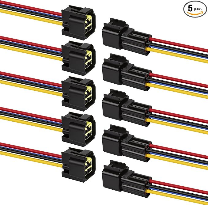 5PCS 4 Pin Waterproof Electrical Connectors, 16 AWG 4 Pin Connector, Male by BFXM