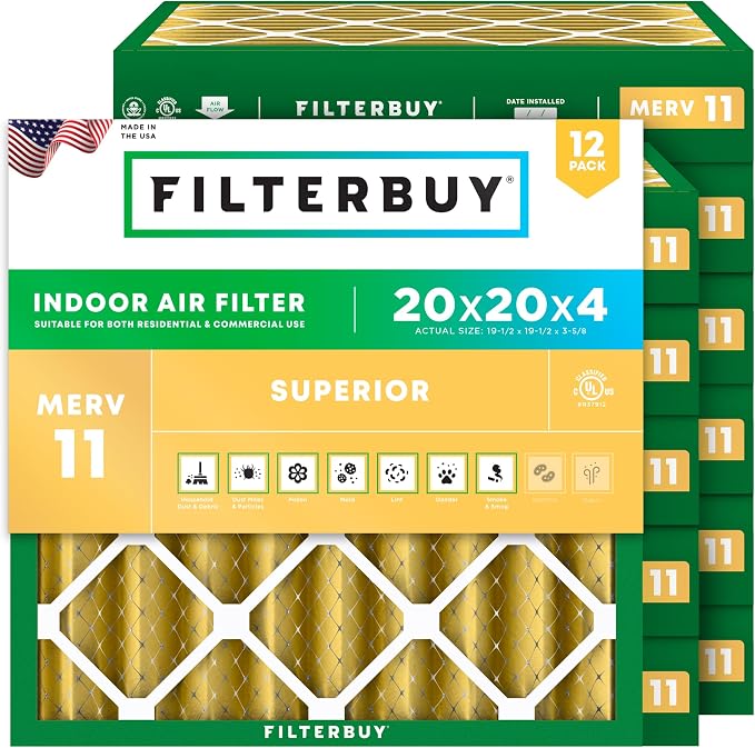 Filterbuy 20x20x4 Air Filter MERV 11 Superior Pet & Allergy Defense, by Filterbuy